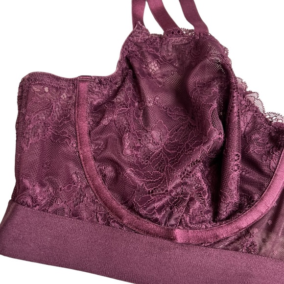 Torrid Curve Dot and Lace underwire bra in color winetasting size 3 - Picture 4 of 9
